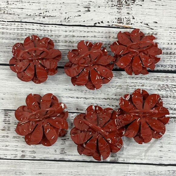 6 Pier 1 Metal Floral Sunflower Napkin Ring Holders Summer Fall Autumn Harvest - Picture 4 of 6